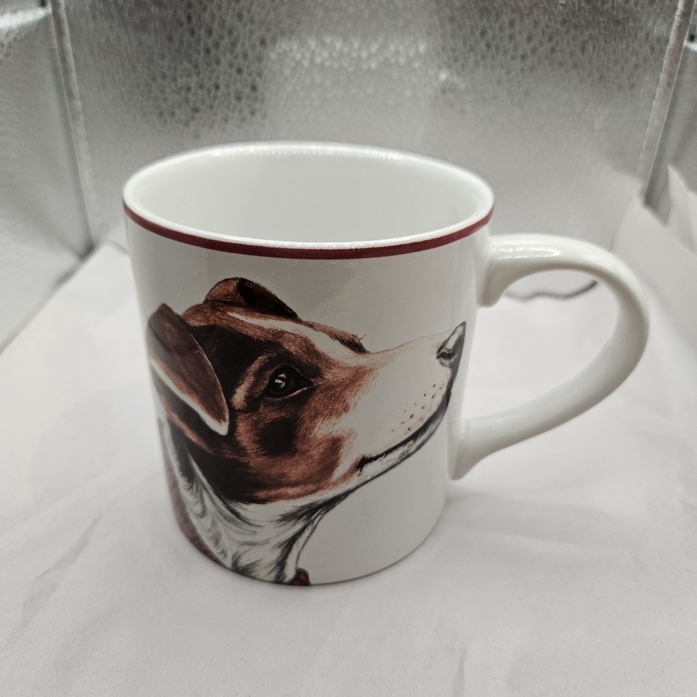 Williams Sonoma White and Brown Dog In Sweater Mug